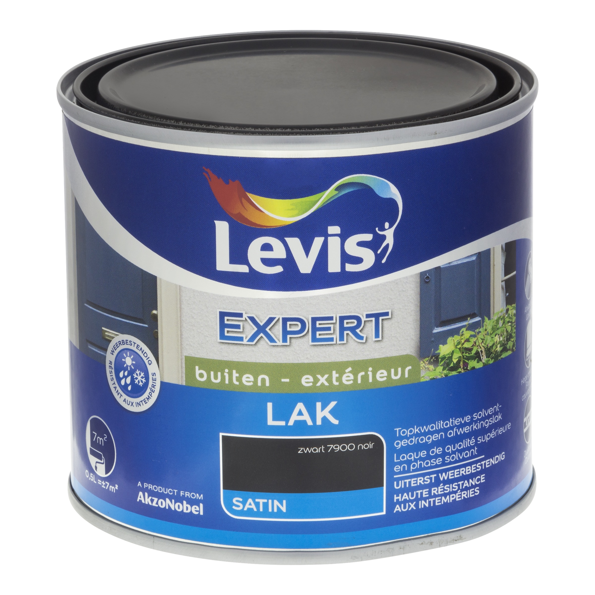 LAK EXPERT HOUT BUITEN SATIN 500 ML ZWART
